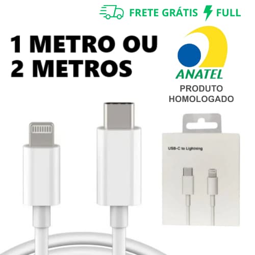 CABO PARA IOS USB-C LIGHTNING DE CARREGAMENTO RÁPIDO DADOS DE 1M OU 2M PARA IOS