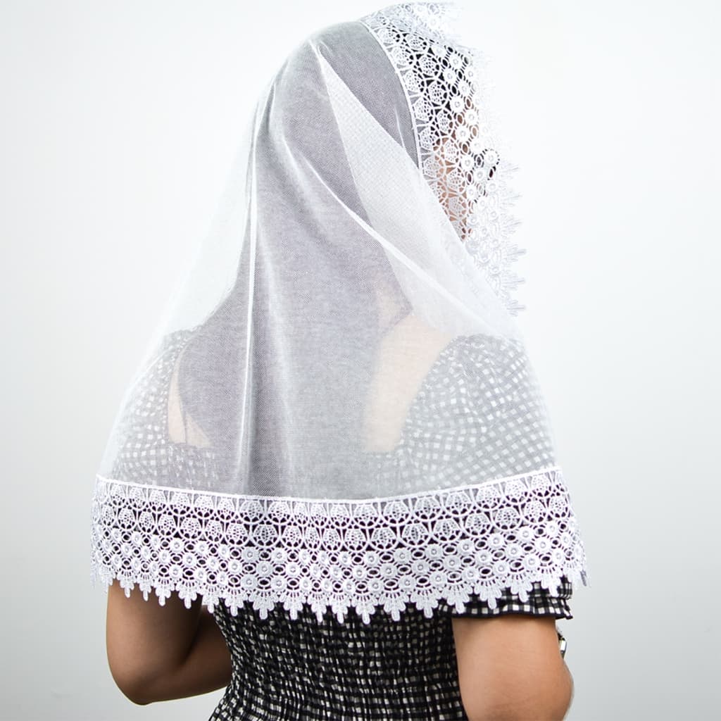 Véu Ccb Renda Larga Adulto Guipir Floral Congregação Cristã (modelo Fabiana)