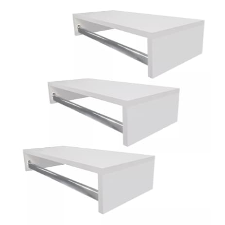 Cabideiro de Parede Closet Arara de Roupas Quarto Branco 60 CM