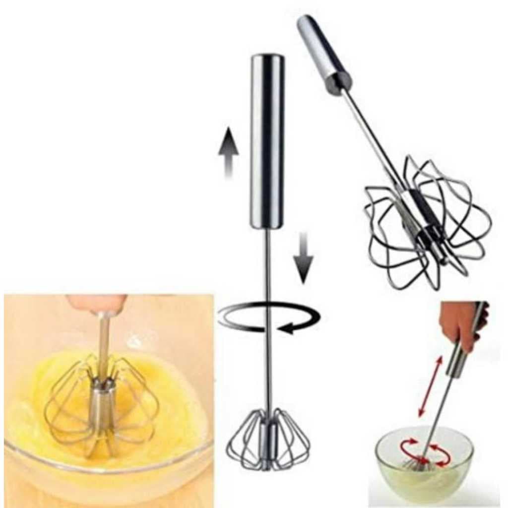 Batedor Semi Automático Ovos Fue Giratório Mixer Inox Claras em Neve - Envio Já!