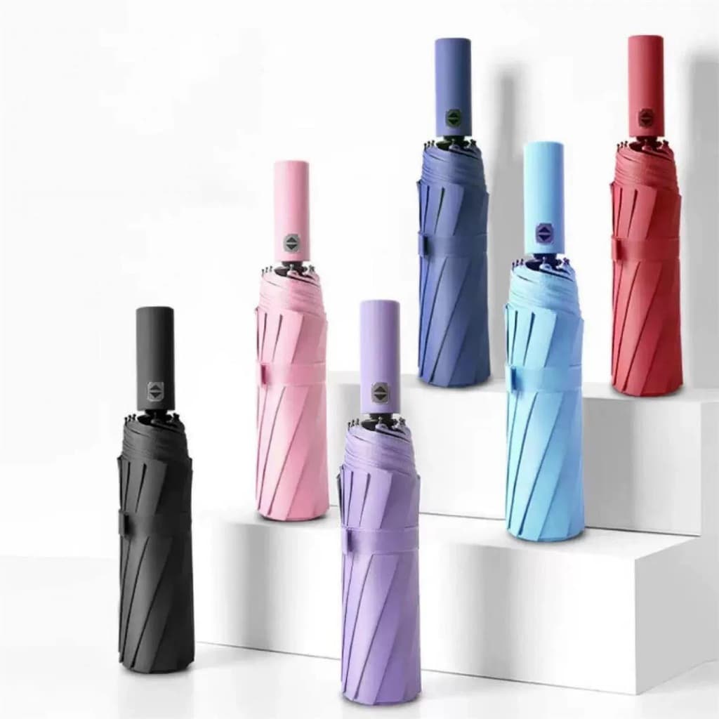 Guarda-Chuva Hastes DuploDobrável Reforçado Abre e Fecha Automático-UV Proteção 105cm