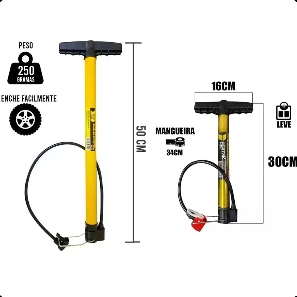 Bomba Encher Pneu Bola de Ar Calibrar Pneus Bike Bicicleta Carrinho Manual Mini Pequena Portátil Futebol Vôlei Basquete Bonba Portatio Enxer Peneu Bombinha de Marca Profissional Fertak Ferramentas Bolas Esportes Colchão Moto Carro Aparelho