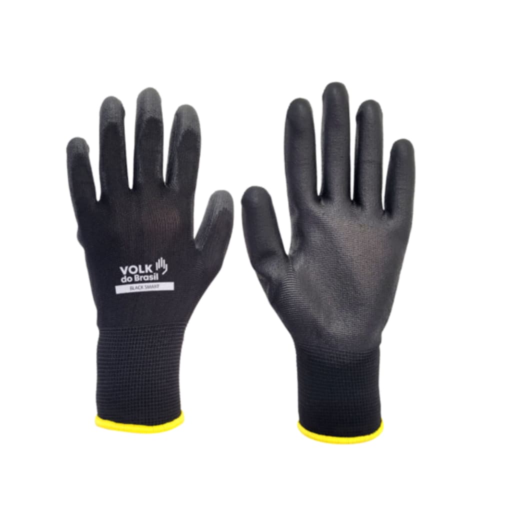 Luva Multitato Tátil PU Banhada Black Smart Volk (mecânico, Pedreiro, Eletricista, Logistica, Servicos Gerais)