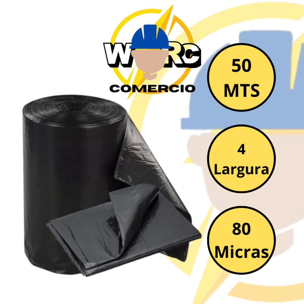 Lona Plástica Construções Obra Reforma Preta 4x50m