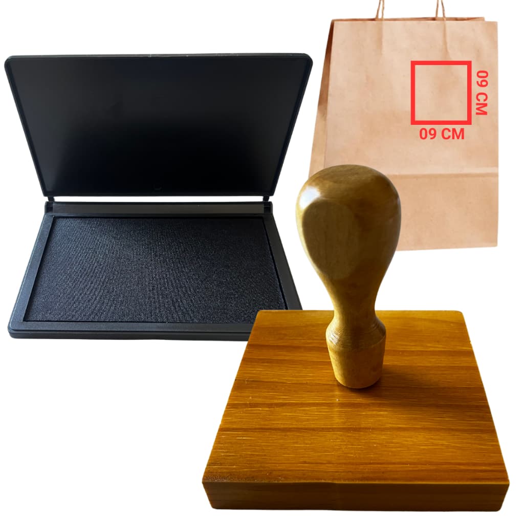 Carimbo Personalizado de Madeira 09x09 com Almofada (Kit )