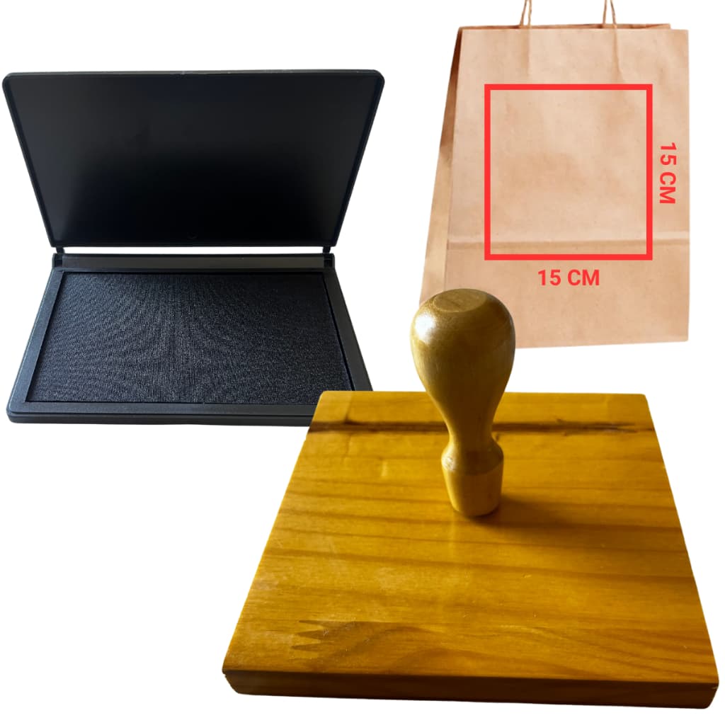 Carimbo Personalizado de Madeira 15X15 + Almofada (kit)