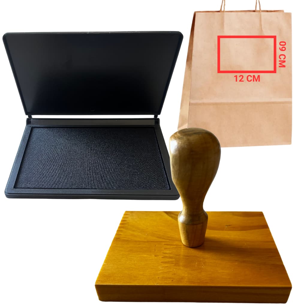 Carimbo Personalizado de Madeira 12x09 com Almofada (Kit )