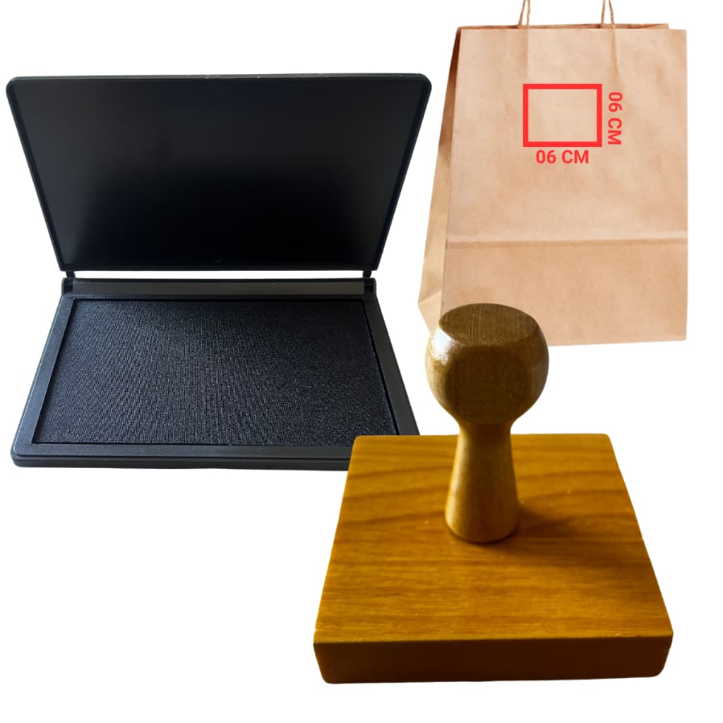 Carimbo Personalizado de Madeira 06X06 + Almofada (kit)