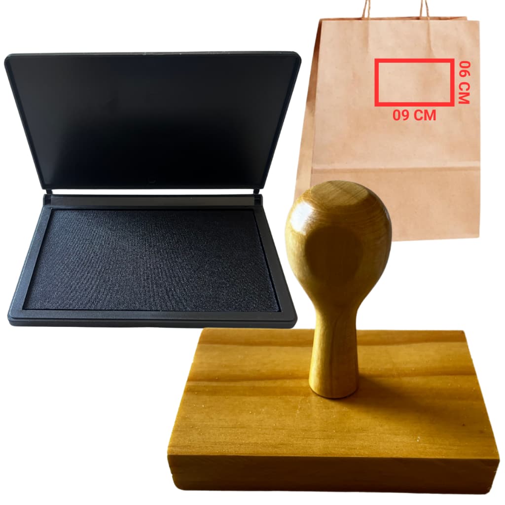 Carimbo Personalizado de Madeira 09X06 + Almofada (kit)