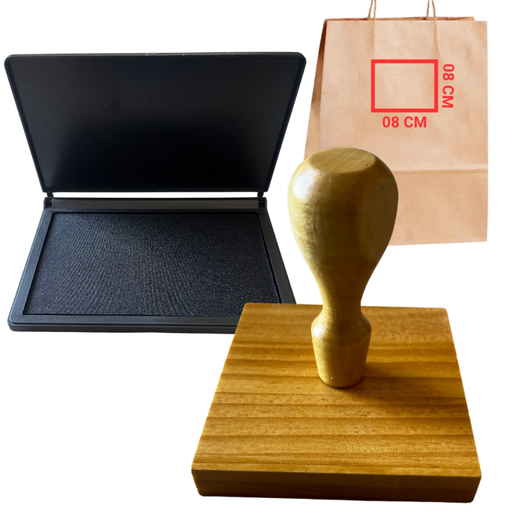 Carimbo Personalizado de Madeira 08X08 + Almofada (kit)