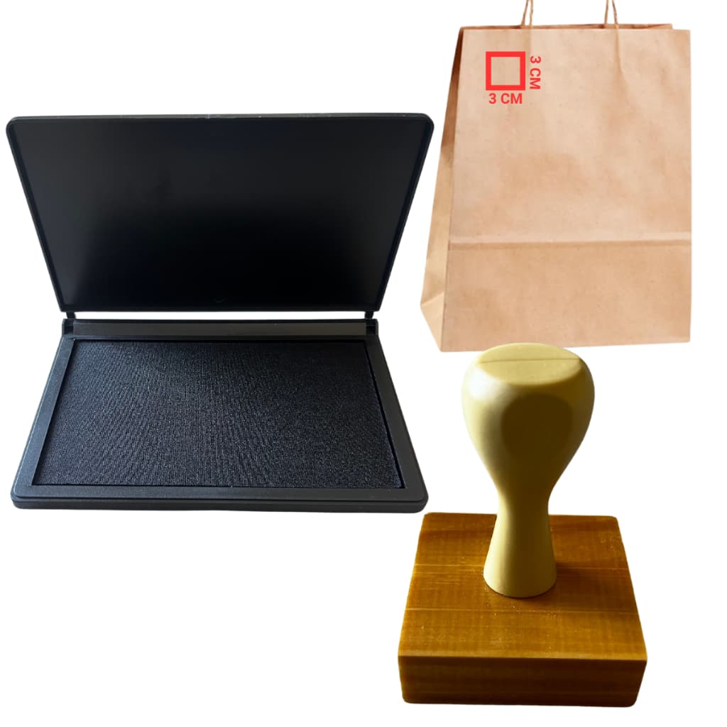 Carimbo Personalizado de Madeira 03X03 + Almofada (kit)