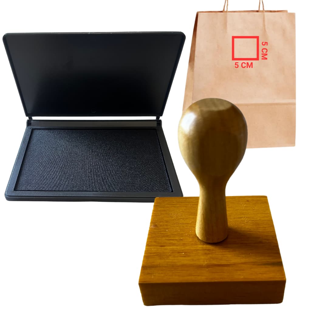 Carimbo Personalizado de Madeira 05X05 + Almofada (kit)