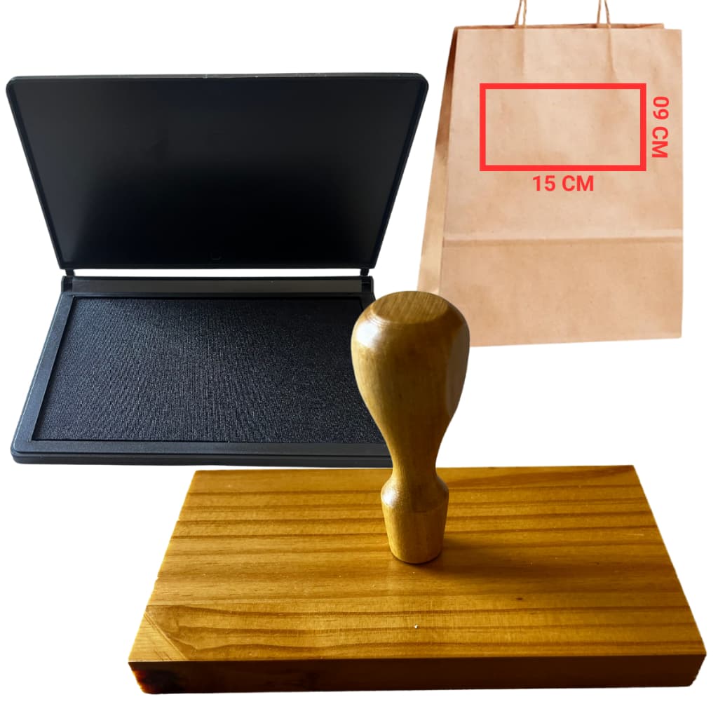 Carimbo Personalizado de Madeira 15X09 + Almofada (kit)