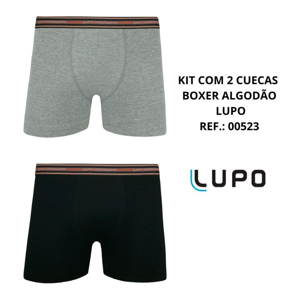 Kit com 2 cuecas boxer algodão Lupo Ref.: 0523