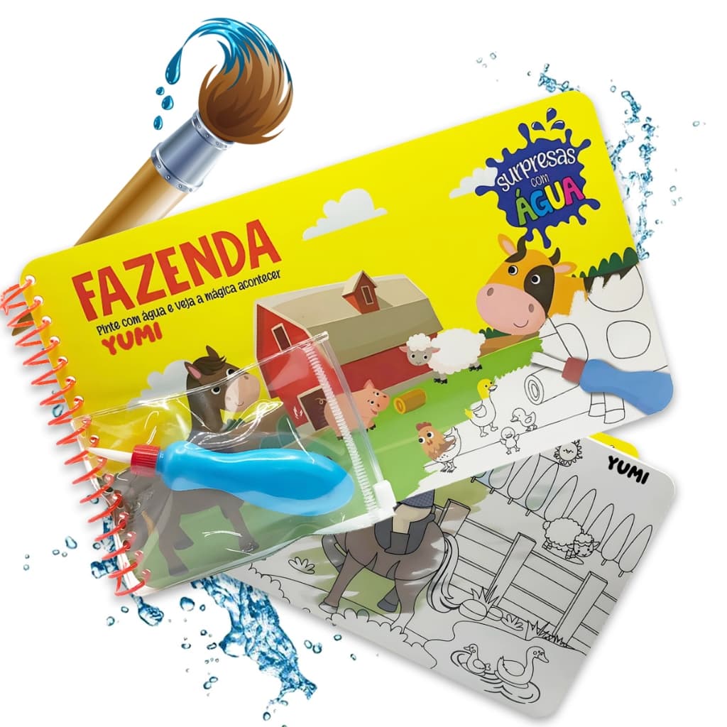 Livro De Atividade Infantil: Animais Da Fazendinha | Surpresa Com Água Livro Para Crianças Espiral