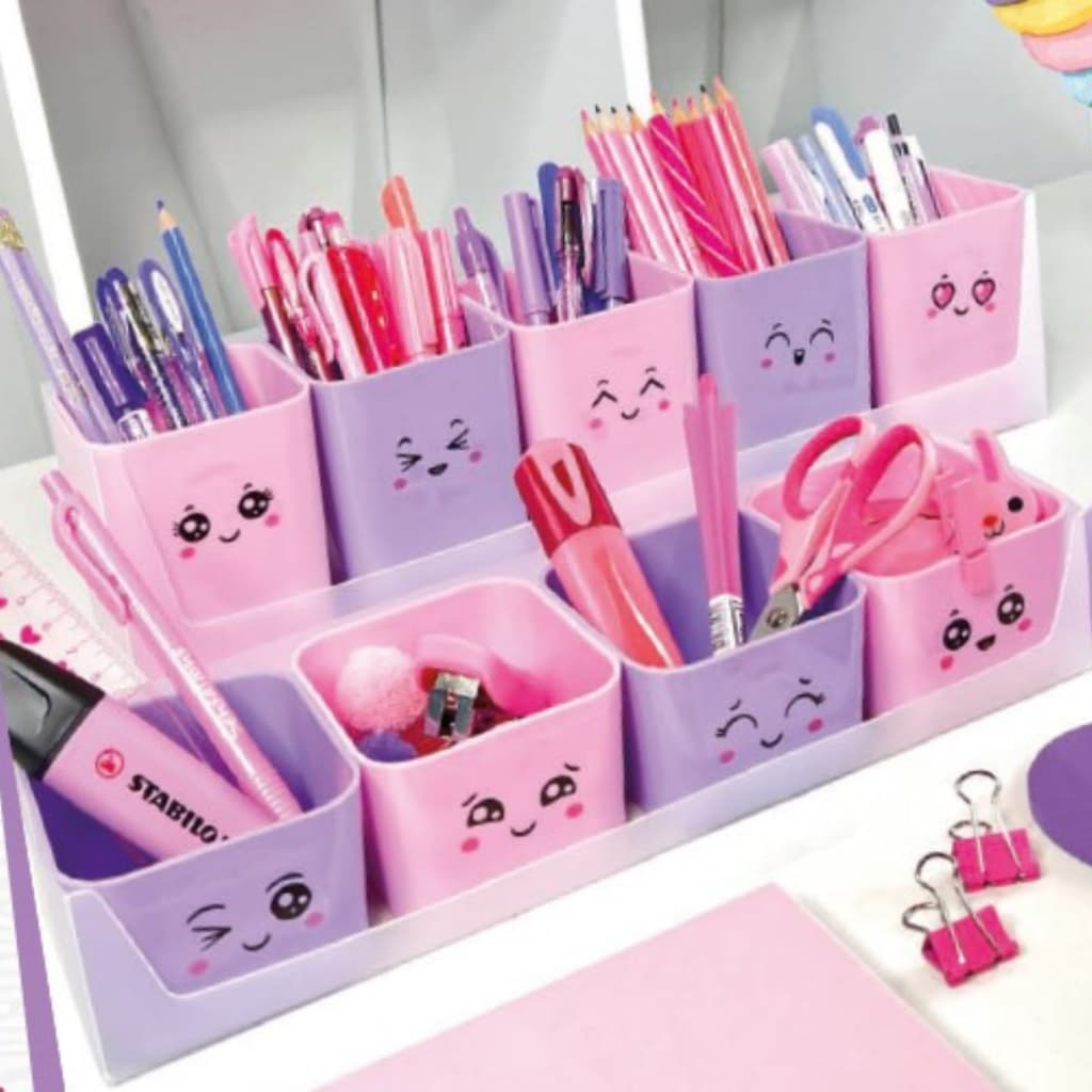Porta Objetos Organizador Kit Doçura 5 Peças Dello Infantil Papelaria Fofa