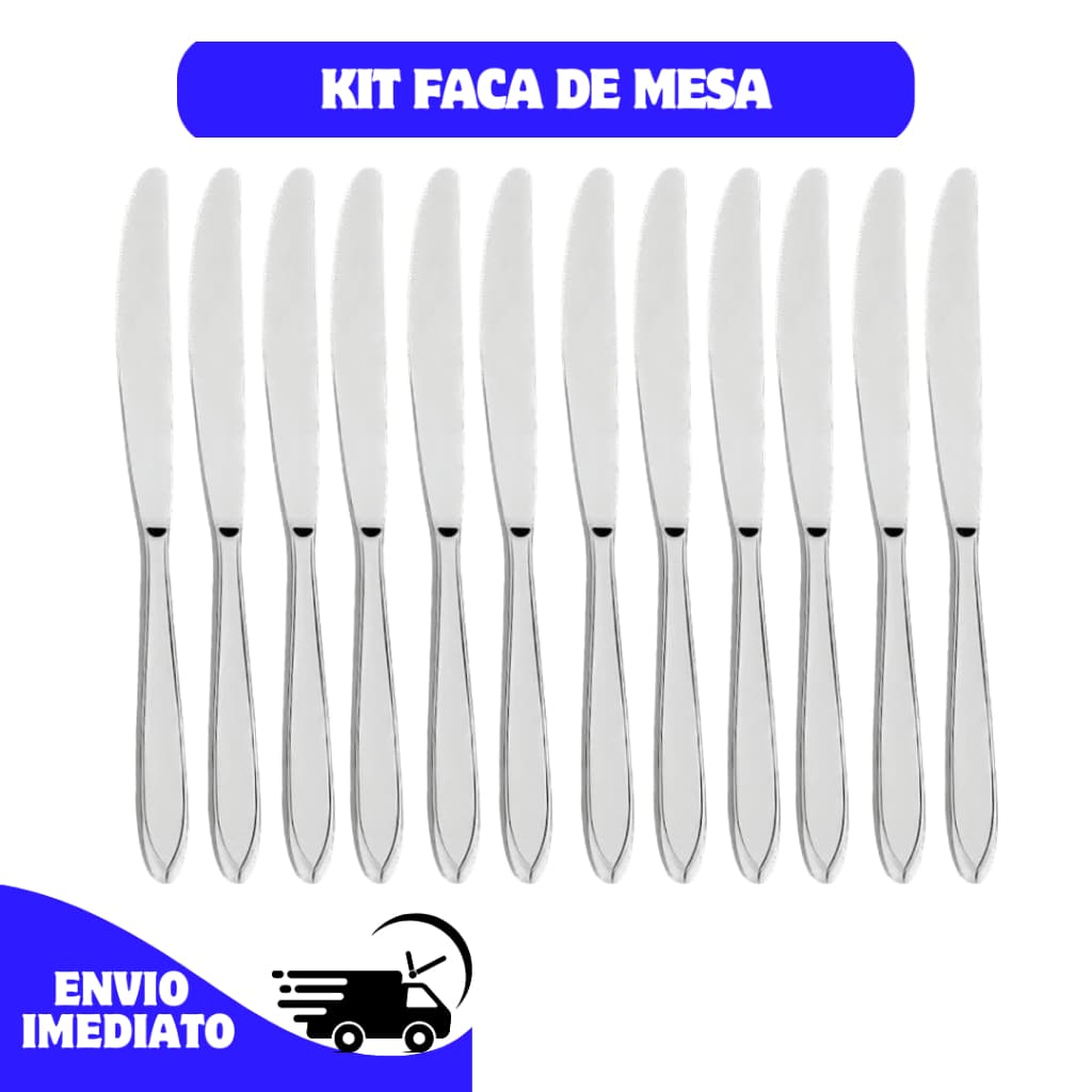 Kit Faca de Mesa, Churrasco com serra Talher restaurante de Aço Inox 21cm 6, 12 ,24 e 36 peças