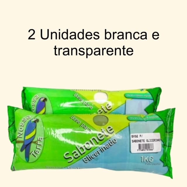 2 bases para sabonete glicerinado Nossa Terra branco e transparente 1kg