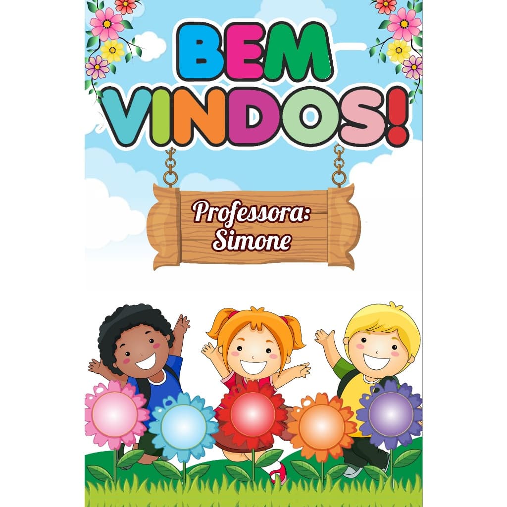 Banner Escolar Pedagógico arte pronta- Bem Vindos/Calendário/Alfabeto/Aniversariantes do mês/ Algarismos Romanos