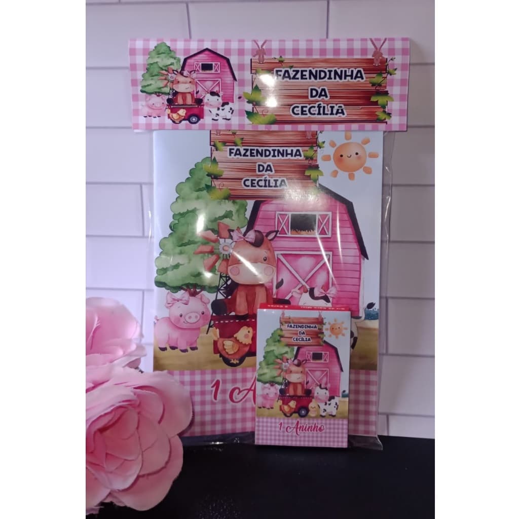 Mini kit colorir fazendinha aquarela revista pequena mini giz 5 cores - lembrancinha FAZEMOS TODOS OS TEMAS