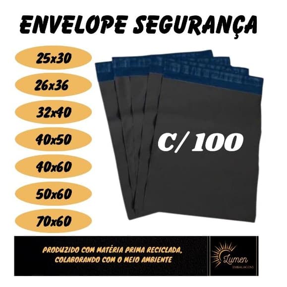 Kit 100 Envelope de Segurança Plástico Preto, Diversas Medidas  Saco Ecommerce, Saco correio, Saco com lacre Inviolável