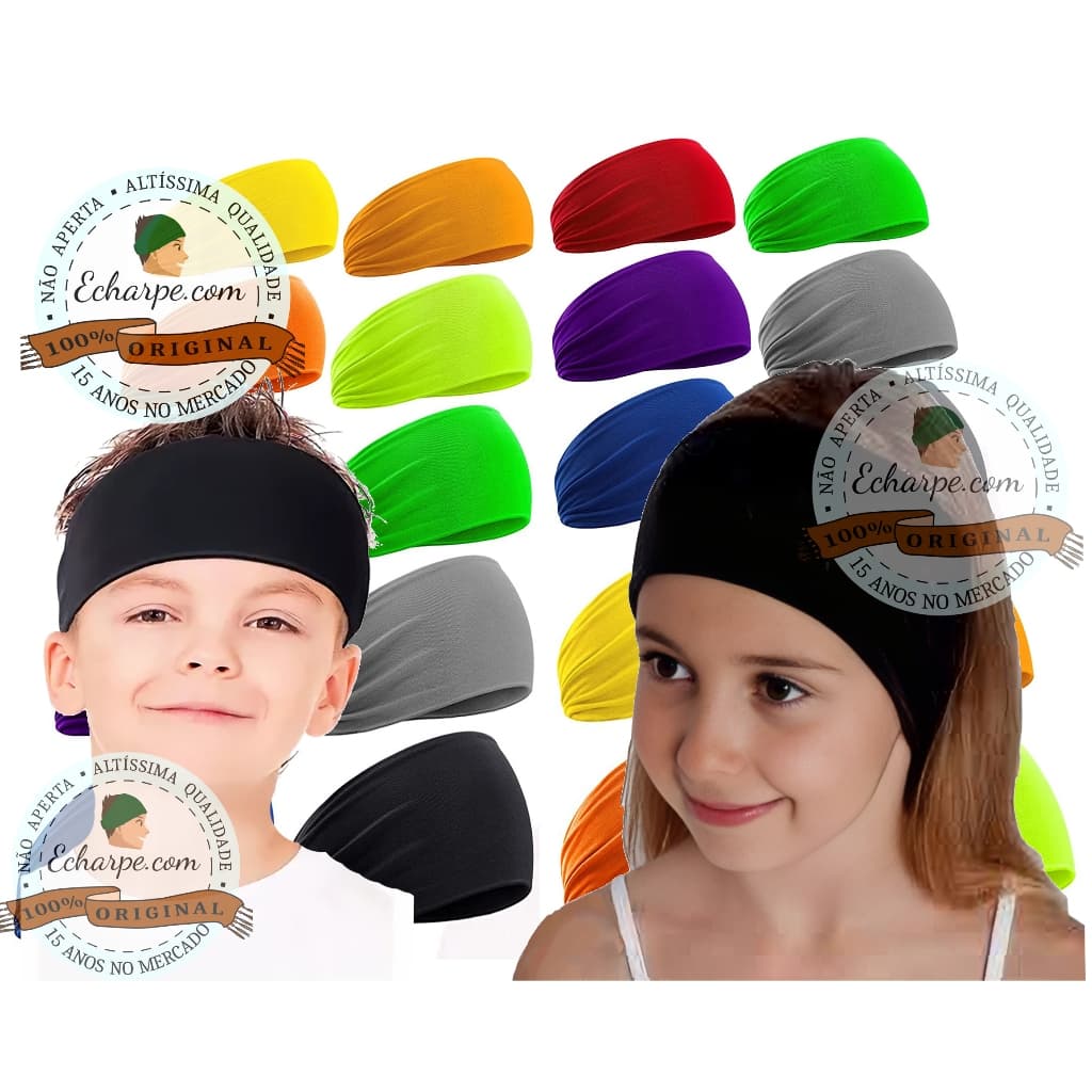 Headband Bandana Faixa Cabelo Infantil Várias Cores Judo Skate Vôlei 5 à 8 Anos Original Echarpess