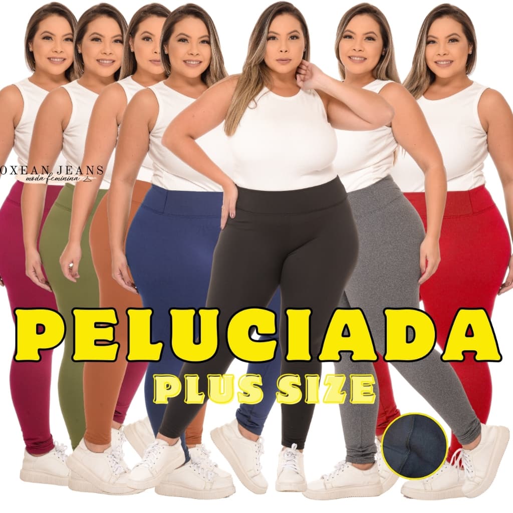 Legging Flanelada Plus Size Grossa Calça Leg Peluciada Forrada Por Dentro Costura Reforçada Térmica