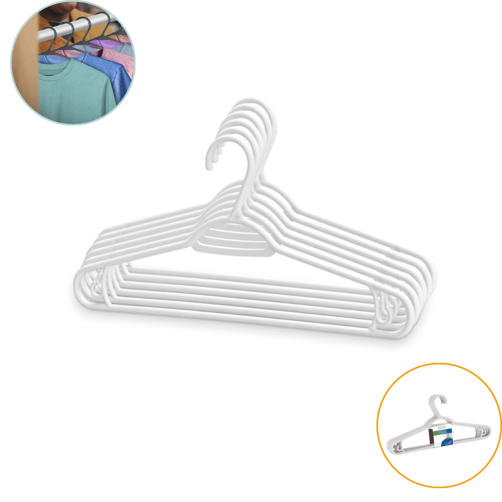 Kit 6 Cabides Pretos Branco Ultra Fino Reforçado Atacado