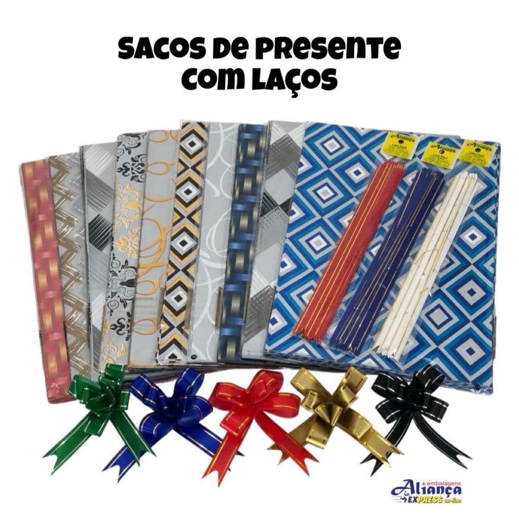 50 Sacos de presente 30x44cm Sortidos com Laços Médios