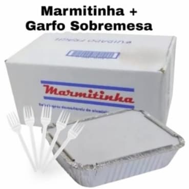 Kit Marmitinhas De Alumínio Descartável 220ml + Garfo Para Doce Sobremesa - 50, 100, 150 ou 200 Unid
