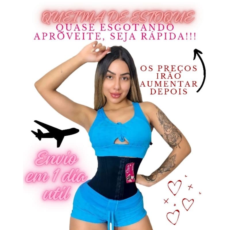 Cinta Modeladora Feminina 16 a 24 Barbatanas para Reduzir Medidas, treino, pós-cirúrgico e pós-parto. Alta compressão