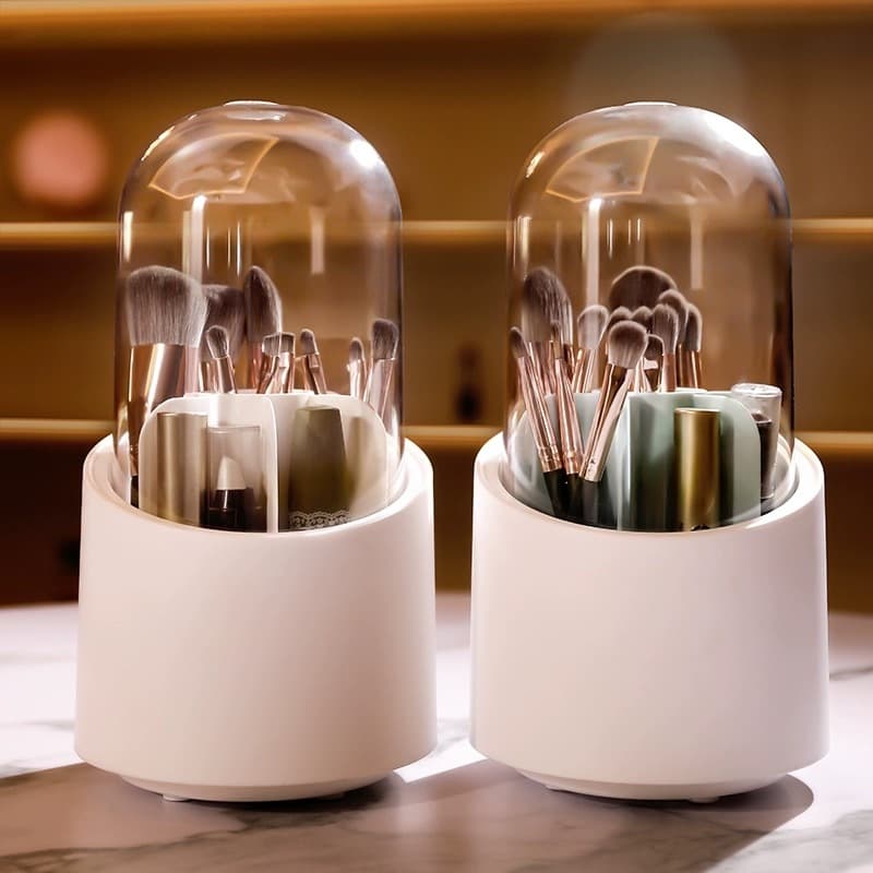 Rotação Organizador Portátil 360º De Mesa Cosmético Maquiagem Porta-escovas Batom Caixa Tubo