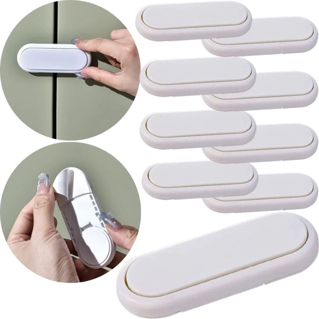 Tranca Trava Adesiva Porta Armário Gaveta Protetor Segurança Bebê Criança 8 Unidades