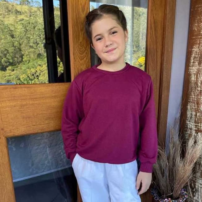 Blusa de Frio Infantil Menina Moletom Moletinho Gola Redonda Unissex