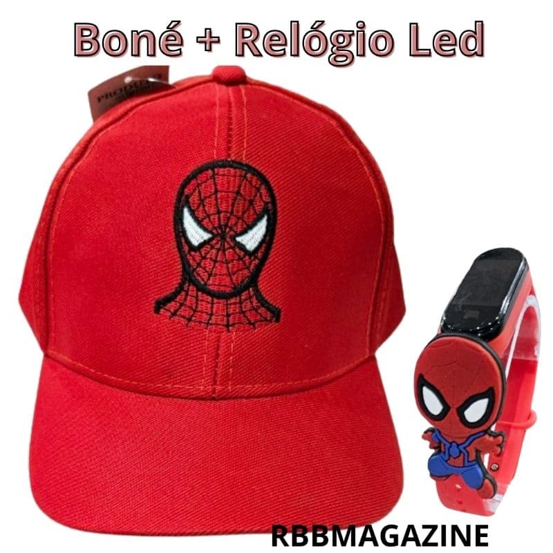 Kit Boné e Relógio Sonic, Homem aranha, Spiderman