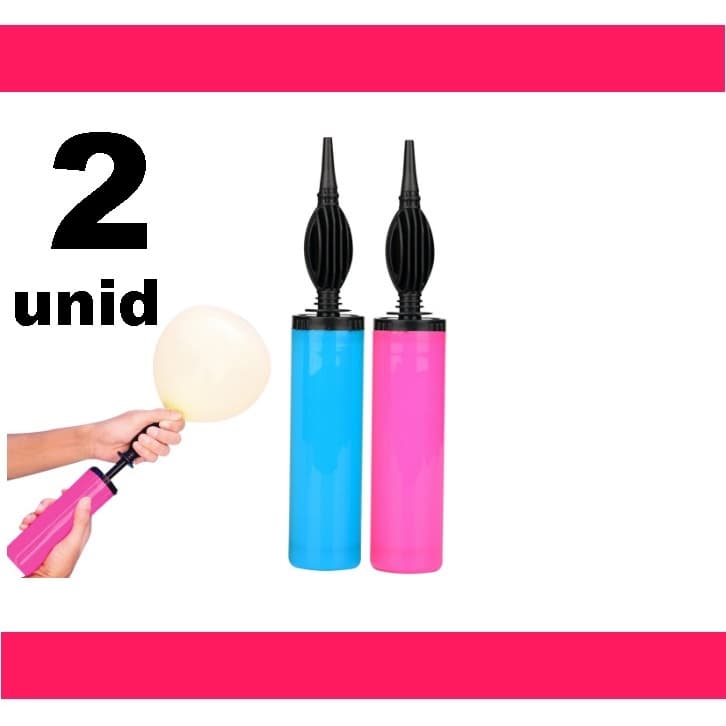 2 Bomba Manual Inflar Ar Balão Bubble Látex Metalizado