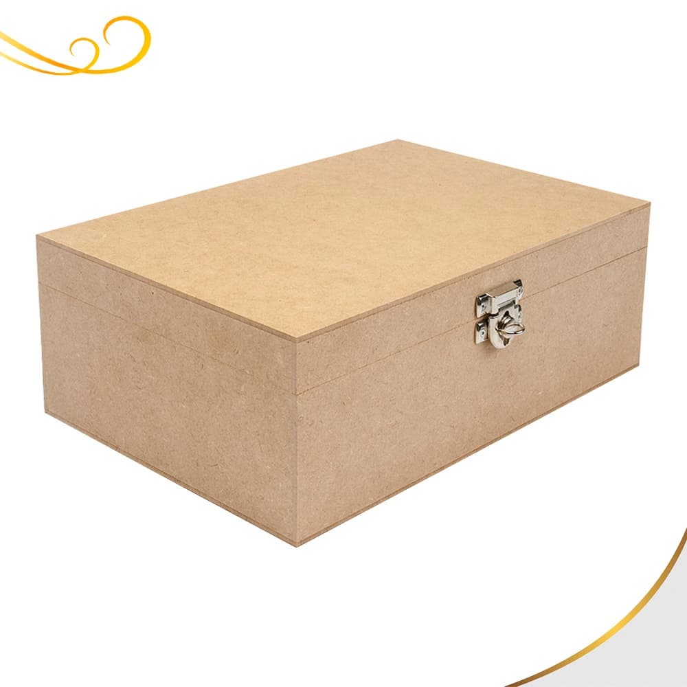 IMPERDÍVEL! Caixa Organizadora Lisa 30x20x10 Com Dobradiça e Fecho P/ Cadeado em Mdf