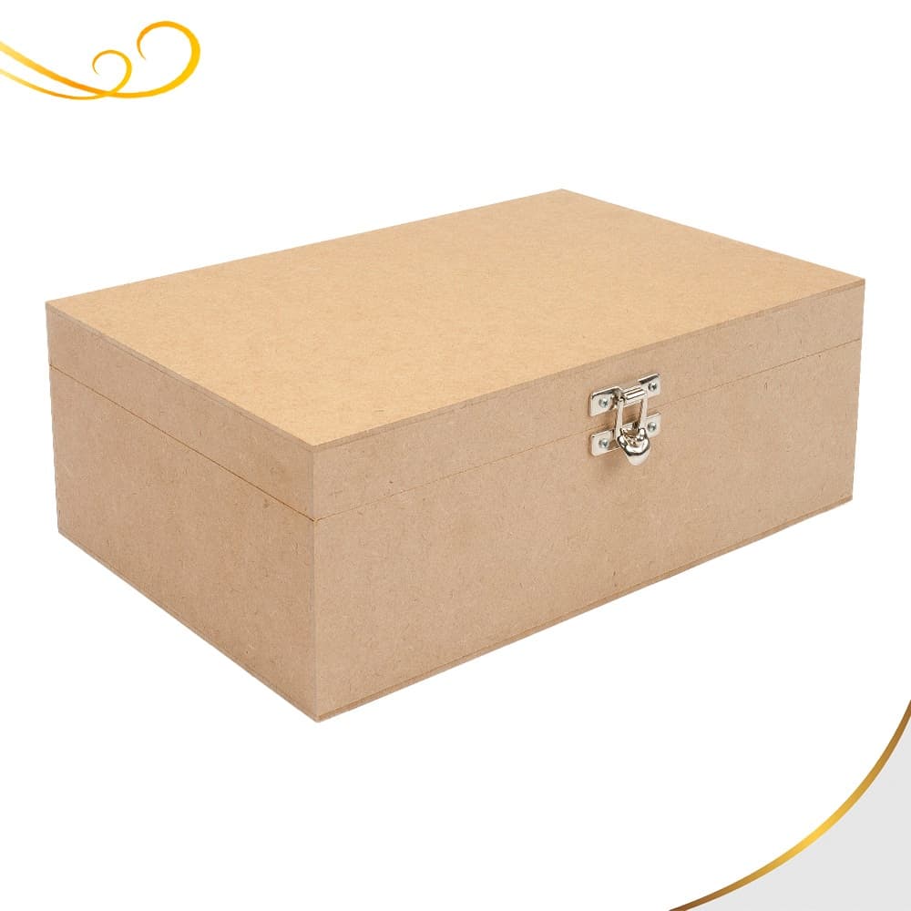 IMPERDÍVEL! Caixa Retangular Lisa Com Fecho 30x20x10 em Mdf Cru