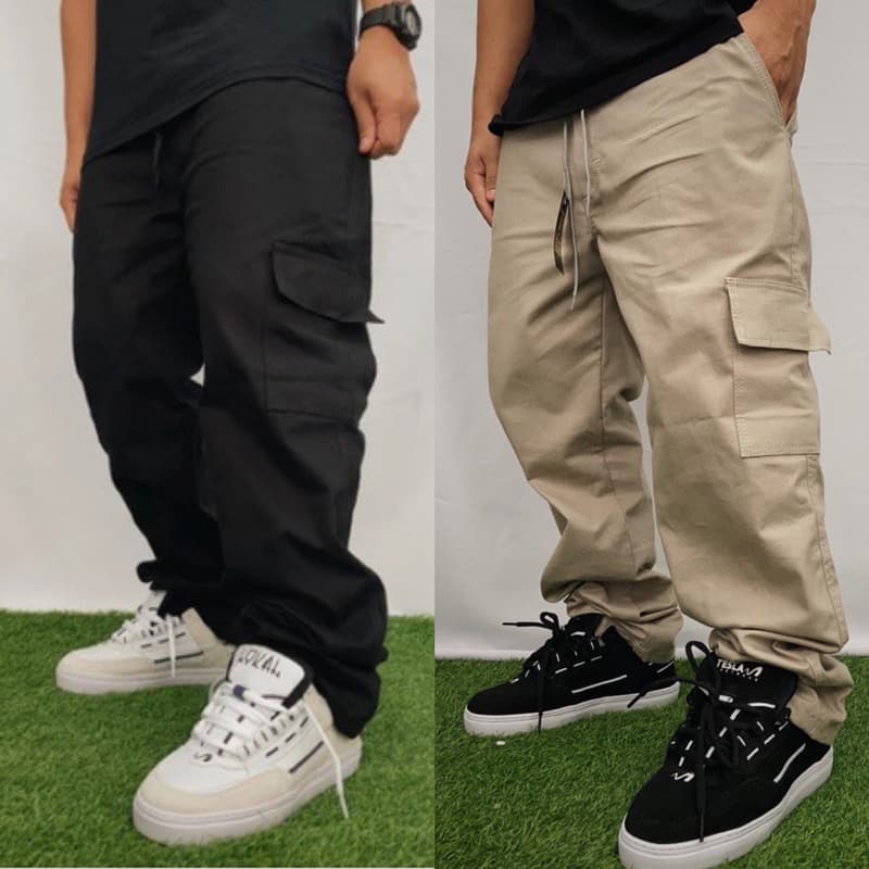 Kit 2 Calça Cargo Unissex - Masculino / Feminina 5 Bolsos Moda Skate Larga - ENVIO IMEDIATO