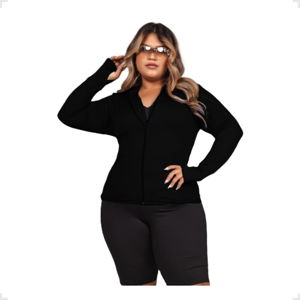 Jaqueta Fitness Plus Size com Proteção UV e Zíper | Feminina | Juvenil