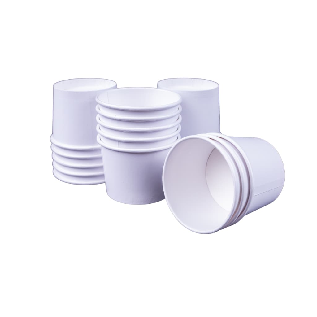 Pote de papel branco liso 240 ml biodegradavel 100 unidades brancoFesta Escritorio Eventos Food