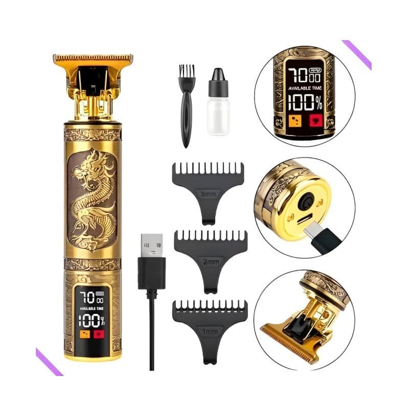 Máquina de cortar cabelo barbeiro profissional dragão elétrica bateria recarregável