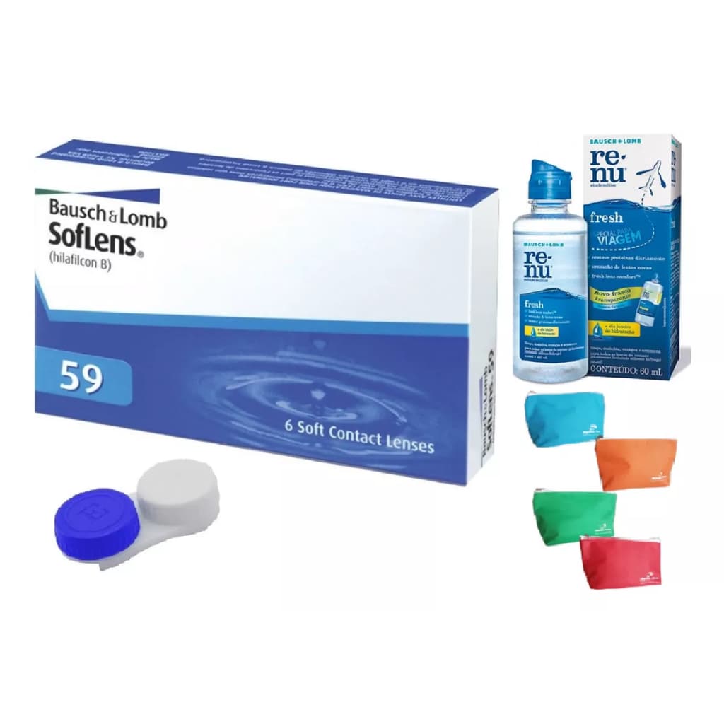 Lente De Contato Soflens 59 com RENU60ML + Necessaire e Estojo