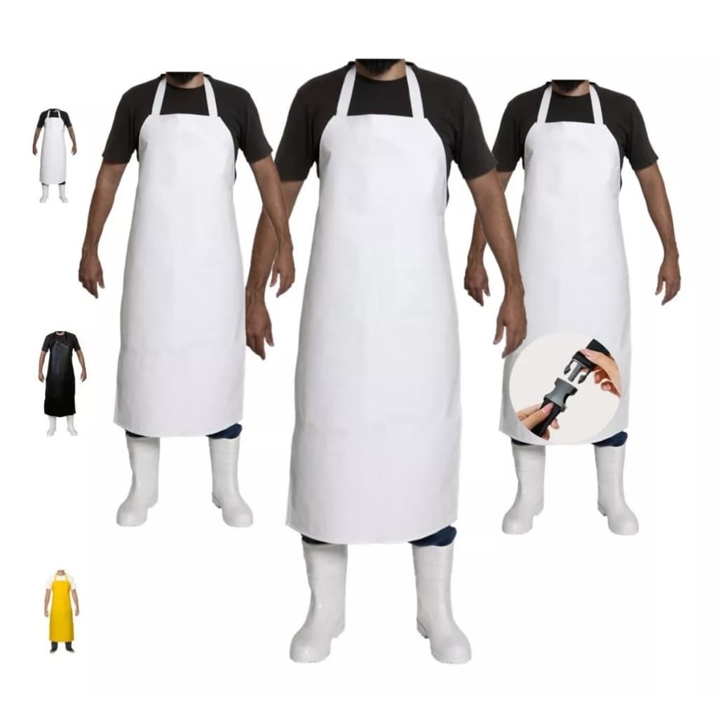Kit 3 Avental De PVC Forrado Impermeável Engate Rápido Cozinha Açougueiro Churrasqueiro Peixaria