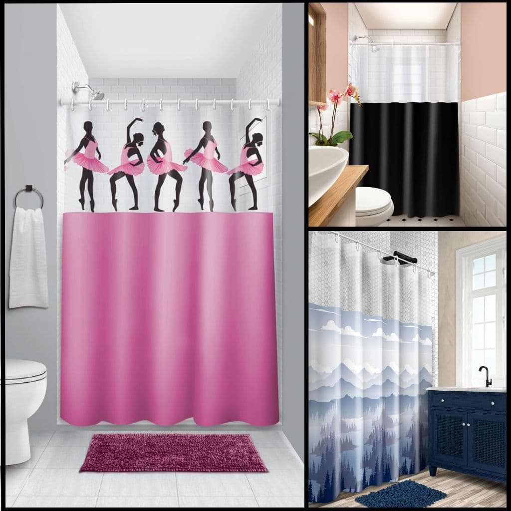 Cortina Box em PVC Vinil Para Banheiro Anti Mofo com Ganchos