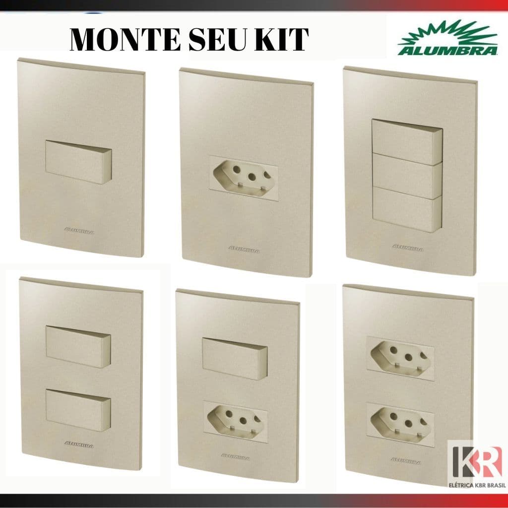 Tomada e Interruptor conjunto Champanhe | Dourado  Alumbra