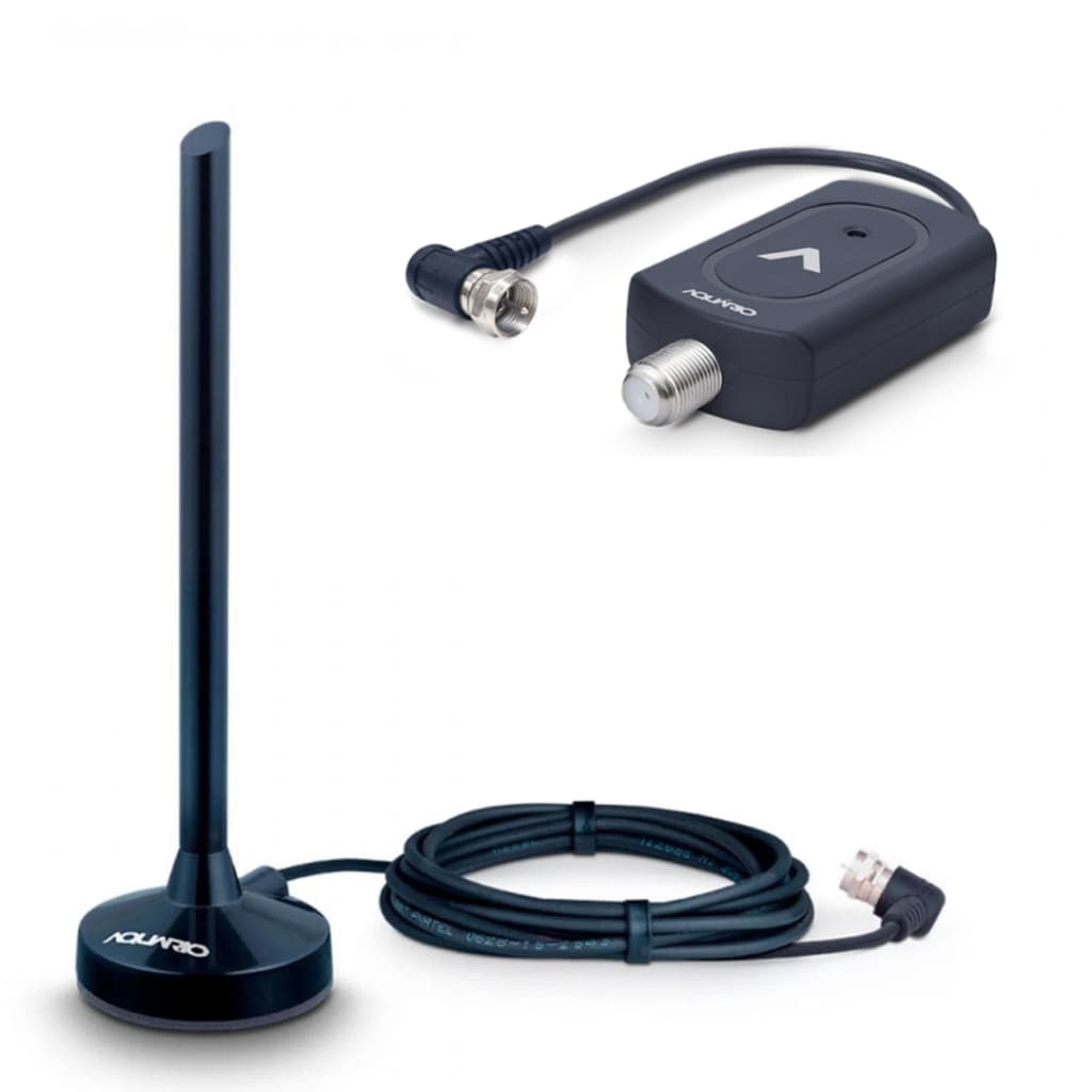 Kit Antena Digital Interna Dtv-100p + Booster Amplificador de Sinal para Tv Aquário