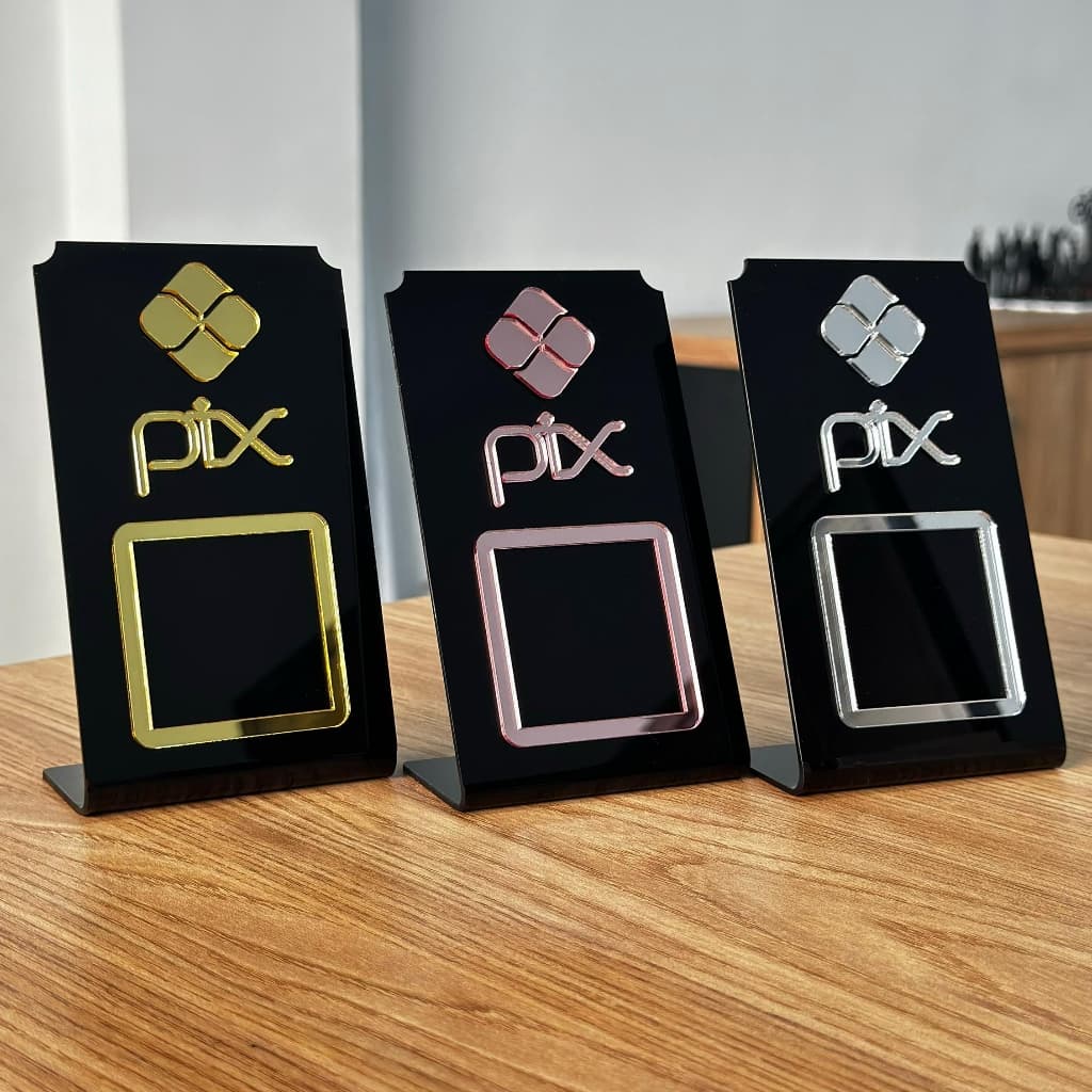 Suporte Placa Pix de Balcão  - QR Code Para Escritório Sala Loja Spa Estudio Salão