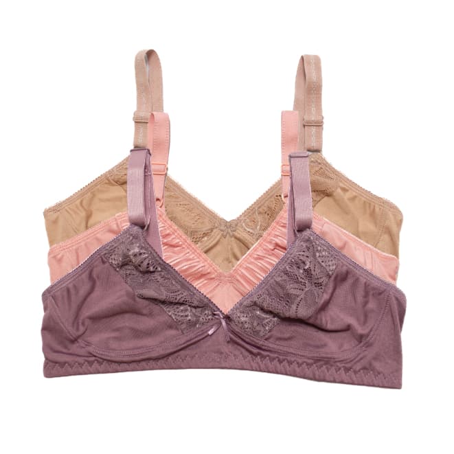 KIt 3 Sutiã Reforçado De Microfibra Com Detalhe Em Renda
