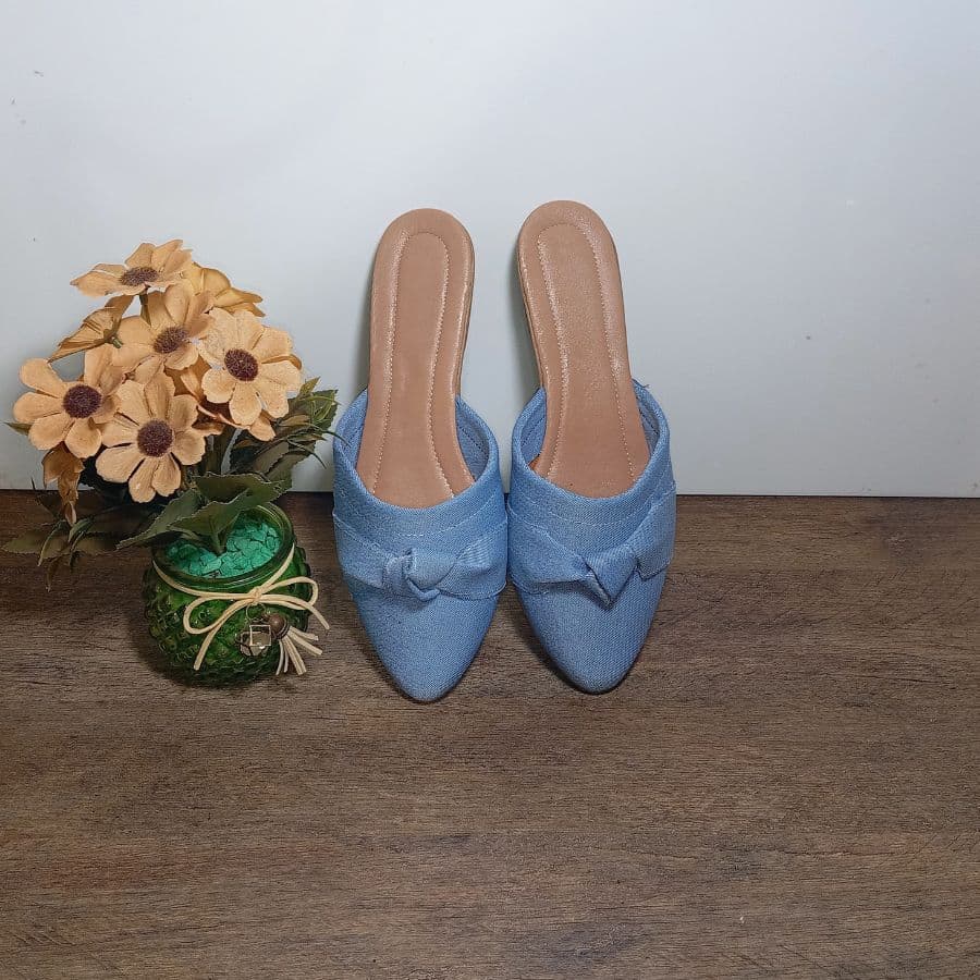 Sandália feminina sapatilha Mule bico fino rasteira